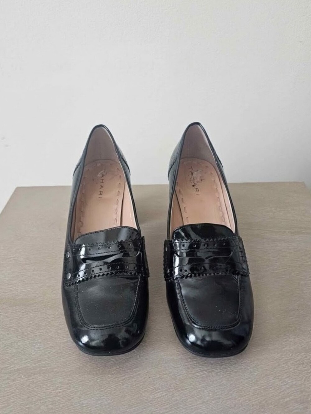Tahari Black Patent Leather Slip-On Loafers